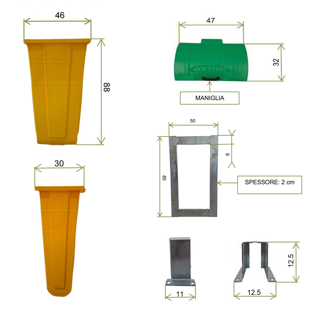 Mini isola Eco1055 4 raccolte Lt. 90 cad.  4 ruote di cui n. 2 frenanti