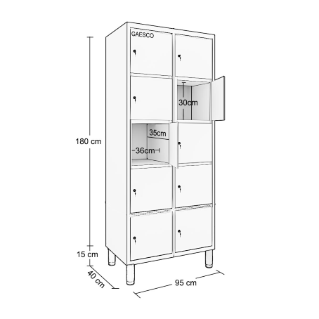 Armadio Porta oggetti in Acciaio Inox - 10 vani - Dim. 95x40x195H cm.