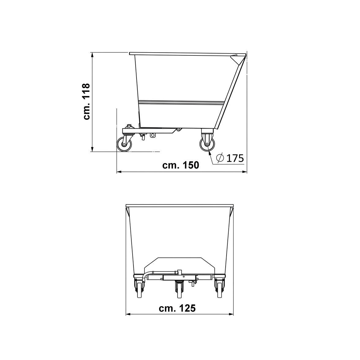G-Flip Steel 1000: Benna Ribaltabile 850 Kg Verde RAL 6011