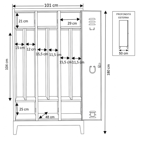 Armadio Spogliatoio Sporco Pulito Express Large 3P 101x50x180 Blu