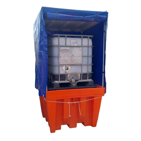 Stazione Stoccaggio Vasca HDPE con Telo PVC e Tettoia cm. 142x142x180