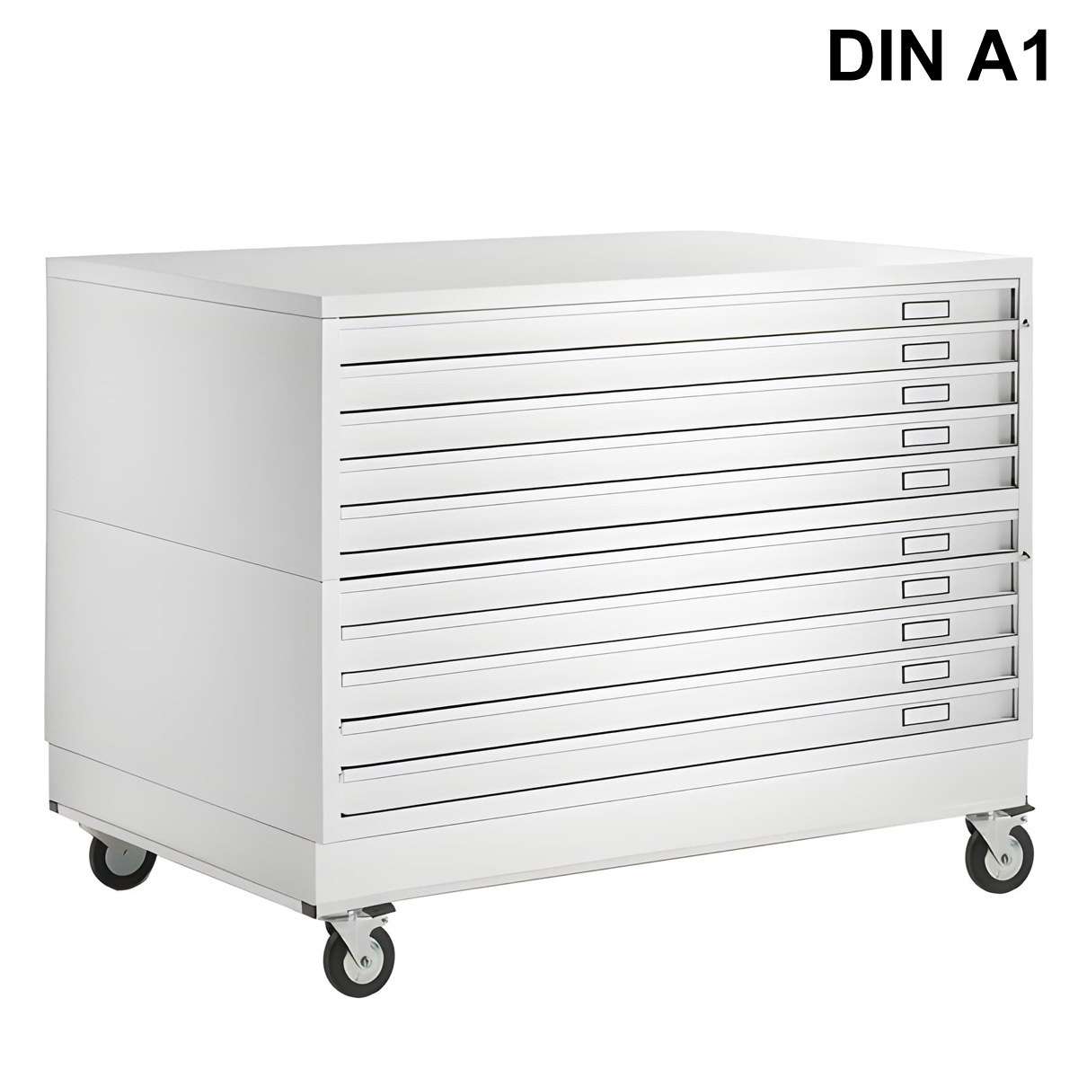 Cassettiera su ruote a 10 cassetti H7/U/5,5 DIN A1 / cm 116x75,5x98,5h