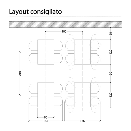Tavolo Monoblocco Mensa 4 Posti Ignifugo 120x80 Sedute Blu Avio