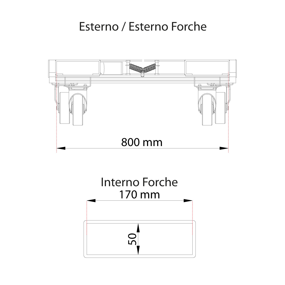 Benna ribaltabile inforcabile 490Lt. (1000Kg) Pronta Consegna 